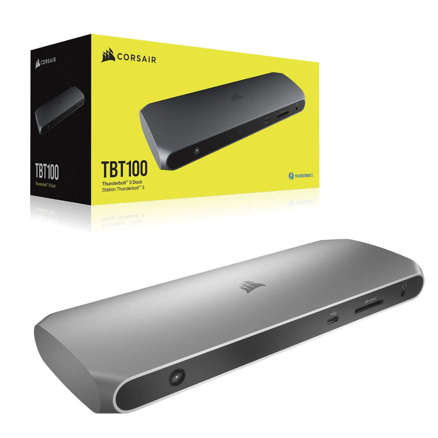 Corsair TBT100 Thunderbolt 3 Dock – 85W Charging, Dual 4k 60Hz Support, 2X HDMI, 40Gb/s,USB-C Gen 2 (15W) x2, USB-A 3.1 (7.5W) x2, Gigabit Ethernet – for Mac and PC laptops (CU-9000001-NA) Thunderbolt 3 (2x HDMI)