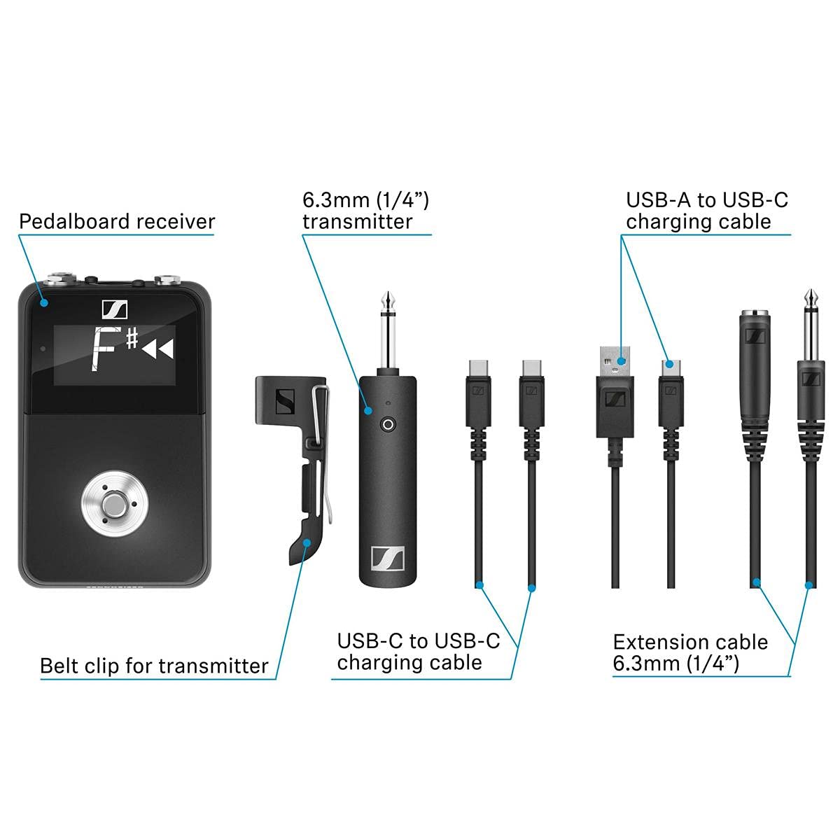 Sennheiser XSW-D PEDALBOARD SET, USB Microphone, 2.4 GHz License Free, Automatic Channel Allocation, Interference Management, Lightweight Plugs, 5 Hour Battery Life Instrument Pedal Board Set