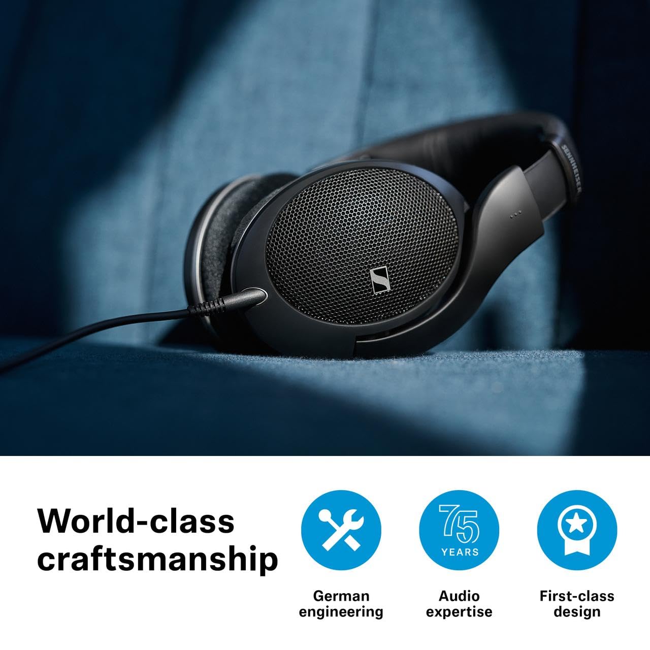 Sennheiser HD 550 Open-Back Audiophile Headphones - Lightweight Design, Best-in-Class Sound with Enhanced Bass and Treble, Gaming & Remote Work Ready, Compatible with 3.5mm and 6.35mm Audio Jacks