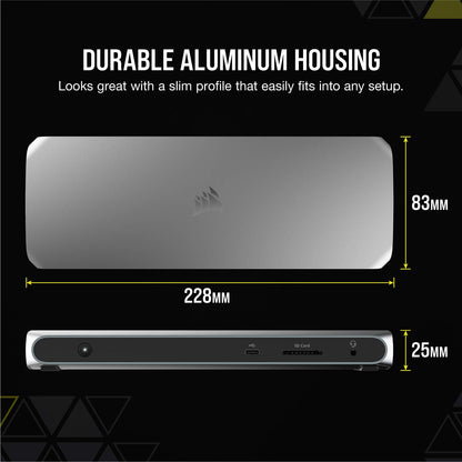 Corsair TBT100 Thunderbolt 3 Dock – 85W Charging, Dual 4k 60Hz Support, 2X HDMI, 40Gb/s,USB-C Gen 2 (15W) x2, USB-A 3.1 (7.5W) x2, Gigabit Ethernet – for Mac and PC laptops (CU-9000001-NA) Thunderbolt 3 (2x HDMI)