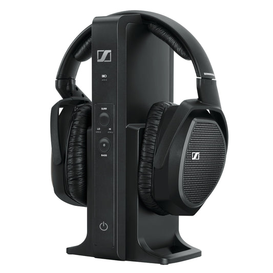 Sennheiser RS 175 RF Wireless Headphones For TV System with Bass Boost and Surround Sound Modes, Compact and Ergonomic, Wireless TV Listening, Black Standard Packaging