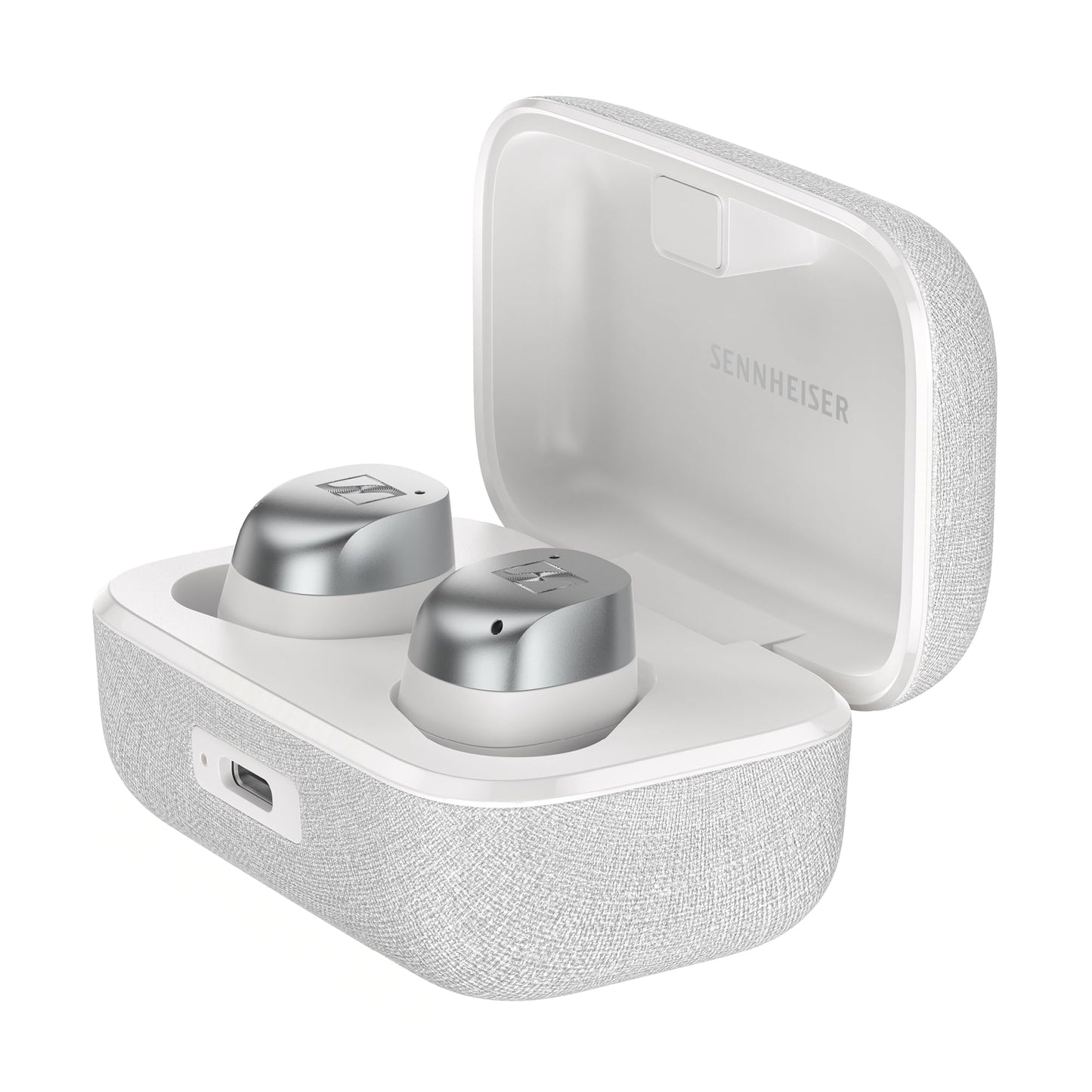 Sennheiser Momentum True Wireless 4 Smart Earbuds, Bluetooth 5.4, Crystal-Clear Sound, Noise Cancelling Earbuds, Comfortable Design, Up to 30HR Playtime, Adaptive ANC, LE Audio, Auracast – White White Silver