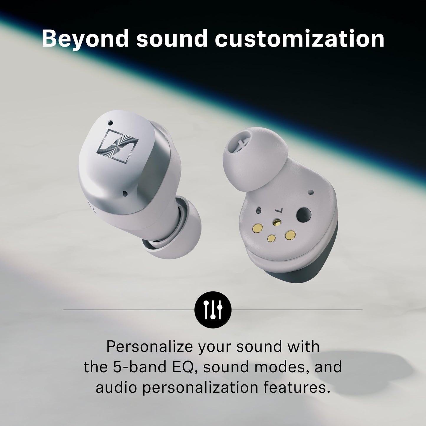 Sennheiser Momentum True Wireless 4 Smart Earbuds, Bluetooth 5.4, Crystal-Clear Sound, Noise Cancelling Earbuds, Comfortable Design, Up to 30HR Playtime, Adaptive ANC, LE Audio, Auracast – White White Silver