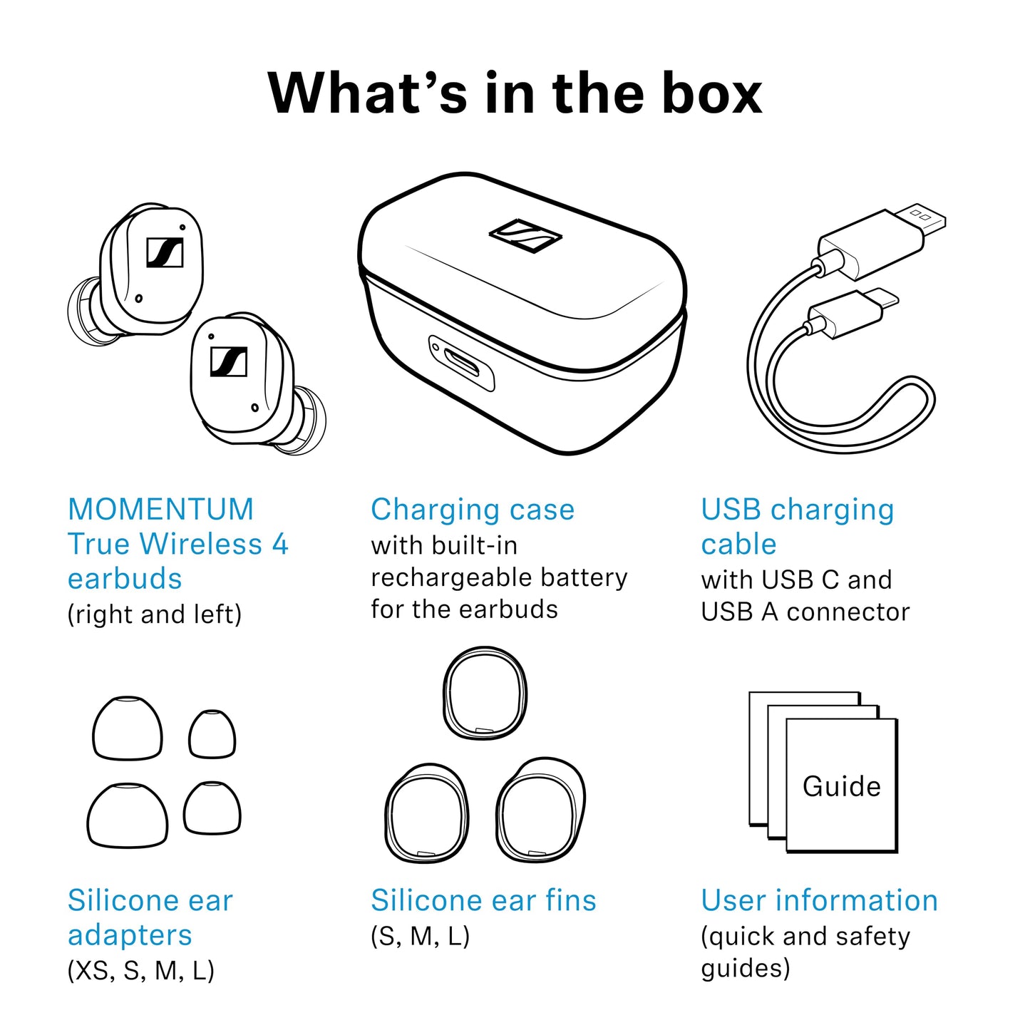Sennheiser Momentum True Wireless 4 Smart Earbuds, Bluetooth 5.4, Crystal-Clear Sound, Noise Cancelling Earbuds, Comfortable Design, Up to 30HR Playtime, Adaptive ANC, LE Audio, Auracast – White White Silver