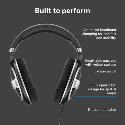 Sennheiser HD 599 SE Open-Back Headphones, Premium Design, Natural Balanced Audio, Comfortable Fit, Wired Headphones for Music, Gaming, School, Work, Black