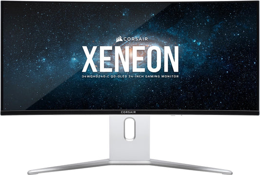CORSAIR XENEON 34WQHD240-C 34-Inch QD-OLED Curved Gaming Monitor – 3440 x 1440, 240Hz, 0.03ms GtG, G-SYNC Compatible, FreeSync Premium, True Black HDR400, HDMI 2.1, DisplayPort 1.4, USB-C – White