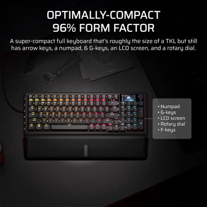 CORSAIR Vanguard PRO 96 Wired Hall Effect Magnetic Mechanical Gaming Keyboard – 96% Layout, MGX Hyperdrive Switches, 8000Hz Polling, Rapid Trigger, Virtual Stream Deck, SOCD Flashtap, QWERTY US