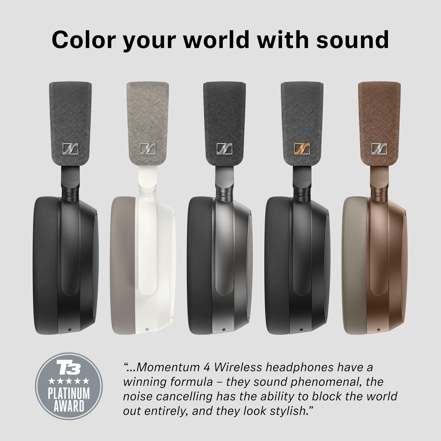 Sennheiser Momentum 4 Wireless Headphones, Bluetooth for Crystal-Clear Calls w/Adaptive Noise Cancellation, 60h Battery Life, Customizable Sound & Lightweight Folding Design, Graphite Grey