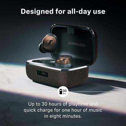 Sennheiser Momentum True Wireless 4 Smart Earbuds, Bluetooth 5.4, Crystal-Clear Sound, Noise Cancelling Earbuds, Comfortable Design, Up to 30HR Playtime, Adaptive ANC, LE Audio, Auracast – Black Black Copper