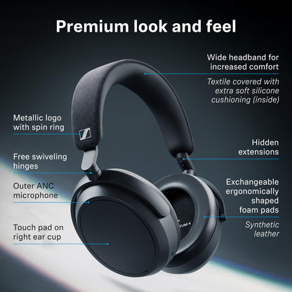 Sennheiser Momentum 4 Headphones - Bluetooth Headset for Crystal-Clear Calls, Adaptive Noise Cancellation, 60h Battery Life, Lightweight, Black/Copper Black/Copper - Special Edition